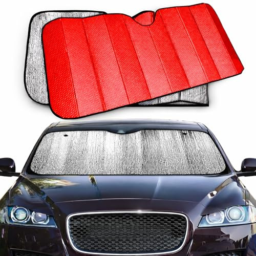 LEIVESTE - Parasole Auto Interno Pieghevole, Protezione UV 99%, Universale per Auto, SUV e Furgoni (Rosso)