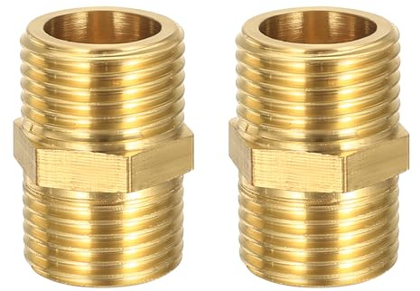 BieMian 2 Stk Messing-Doppelnippel 1/2 Außengewinde für Heizung & Wasser | 2 Stk, 1/2 Messing-Doppelnippel, Außengewinde, korrosionsbeständig & dicht. Für Heizung & Trinkwasser.