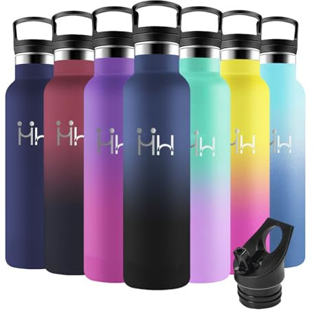 Motswedi Borraccia Termica, 1L senza BPA, Borraccia con Cannuccia, Acciaio Inox, Bottiglia Termica, a Prova di Perdite, Borracce Termiche, Borraccia per Campeggio, Palestra, Ciclismo, Blu Scuro & Nero