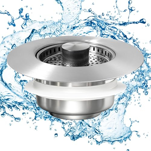 Rongrongago 75-86mm Küche Pop-up abflusssieb, 3 in 1 küchenabflusssieb, abflusssieb küchenspüle für Küche Spüllöcher 75-86mm, waschbecken sieb