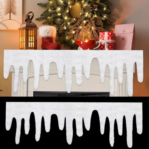 Augshy 4 Stück Eiszapfen Schneedecke Deko Weihnachten, 120×36cm Kunstschnee Schneematte Deko Weihnachten Für Schnee Watte Deko Künstliche Schneewatte für Dorf Dekoration Xmas Holiday Décor