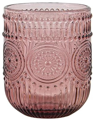 Générique Verre à pied coloré 27 cl – Reliefs floraux élégants – Verre décoratif pour vin, eau, cocktails – Disponible en rose ou vert – Compatible lave-vaisselle (6 rose)