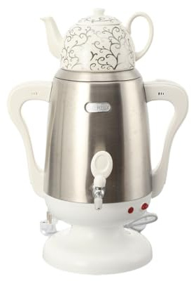 NICCOO Samowar-Teebereiter mit Teekanne, 220V 3,5 L Elektrisch Teekocher Wasserkocher Edelstahl Teekessel