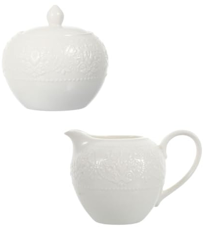 LOPUNER 2 pièces Set de Pot Lait Céramique et Récipient Sucre Pratique pour Conservation et Service Design Simple et Élégant pour Table Quotidienne