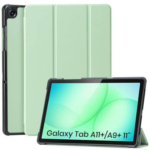 CoBak Hülle für Samsung Galaxy Tab A11+ 2025/A9+ 2023 11 Zoll, Salbeigrün | PU+PC Hartschale SM-X230/X236B/X210/X215, zwei Aufstellwinkel, passgenaue Aussparungen, Rundumschutz, Schlaf-Wach-Automatik