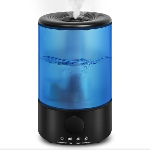 ZStarlite Humidificador de aire para dormitorio, 3,2 L, 360°, para habitaciones infantiles y plantas, ultrasilencioso, apagado automático (azul)