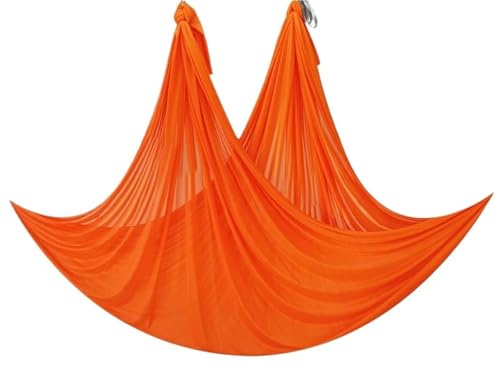 NDSJAIE Columpio Yoga Aereo Hamaca de Tela Individual for Yoga 5 Metros, Color Puro, Uso doméstico, Tejido poliéster, Estudio, aéreo Colgante(Orange)