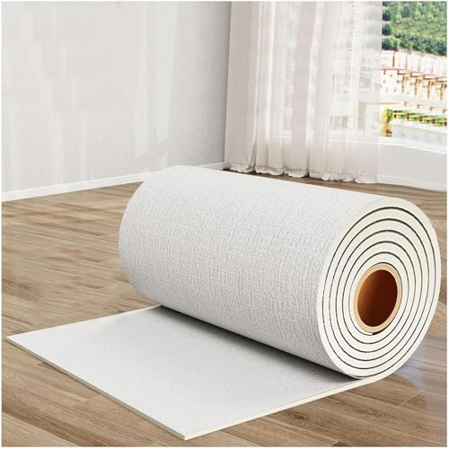 Dämmtapete für Innenwände Isoliertapete Selbstklebend - 3D Tapeten-Rollen Feuchtigkeitsbeständig Wasserfest Wärmedämmung, Unebenheiten Kaschieren, DIY-Freischneiden(Weiß,L40m W50cm)