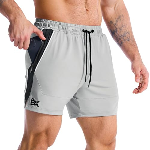 ZENWILL DRI-Armor Pantalones Cortos Hombre Deporte Running M Gris Claro