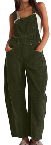 shownicer Latzhose Damen Arbeitshose Cord Jumpsuit Casual Baggy Overall Mit Multi-Taschen Cordhose Weites Bein Latzhose