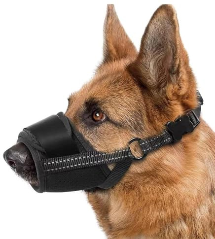QKEPCY Museruola Cane Museruola a Rete Morbida Anti Morso Cani Prevenire Morsi Con Anello Regolabile Cani di Taglia Piccola Media Grande(Nero-S)