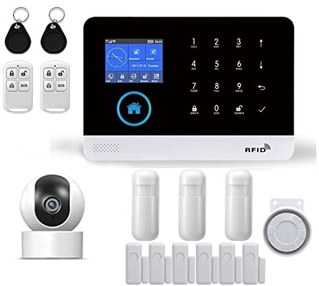 di allarme sicurezza domestica wireless 4G for l'APP Tuya Smartlife con rilevatore fumo sensore movimento for animali domestici per Appartamento(T)