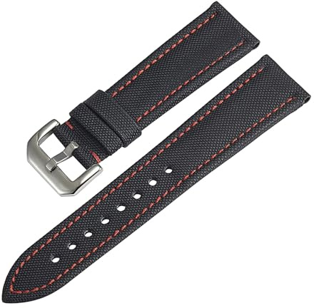NASUNJIA Herrklocka Segelduksrem Läder 20 Mm 22 23 Svart Nylonband Vattentätt Armband(Black2,23mm)