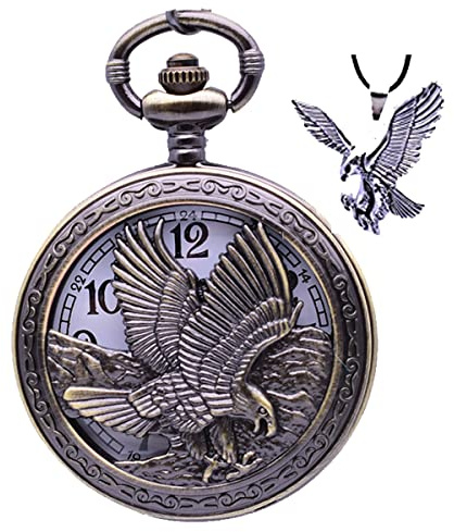 Udaney Eagle Gifts Pocket Watch with Chain Vintage Quartz Half Hunter American 2024 Fashion