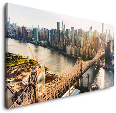 New York City Brücke 120x 60cm Panorama Leinwand Bild XXL Format Wandbilder Wohnzimmer Wohnung Deko Kunstdrucke