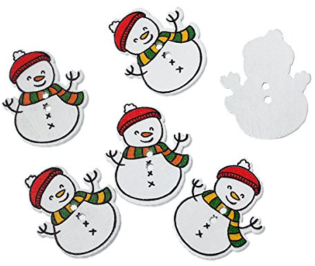 30 Stück Schneemann 32mm x26mm 2 Löcher Bastelknöpfe Winter Motiv Knöpfe für Kinderkleidung zum annähen nähen basteln scrapbooking Dekoration