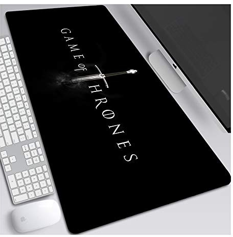Game of Thrones Tapis de Souris Gaming XXL, 900x400mm, Anime Mouse Pad - Surface spéciale améliore la Vitesse et la précision, 3mm Base en Caoutchouc Antidérapant Surface-pour Ordinateur et PC, B