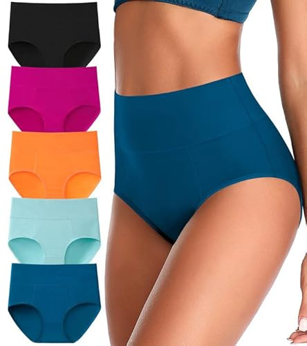 ASIMOON High Waisted Underwear for Women Cotton Postpartum Underwear C Section Briefs Soft Breathbale Ladies Panties L