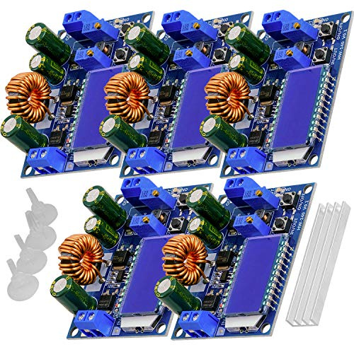 AZDelivery 5 x HW-140 DC-DC Buck Boost Alimentatore Automatico Step Up/Down, Volt e Amperometro Display LCD, Convertitore di Tensione 3A 5.5V-30V a 0.5V-30V compatibile con Arduino incluso un E-Book!
