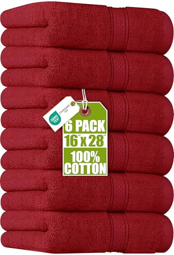 Utopia Towels Premium Red Handtücher – 100% gekämmte, ringgesponnene Baumwolle, Ultra weich und sehr saugfähig, 600 g/m², 40.6 x 71.1 cm, Hotel- und Spa-Qualität Handtücher (6er-Pack)