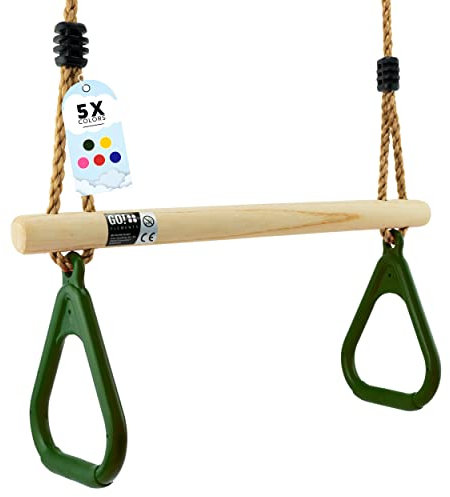 GO!elements altalena a trapezio per bambini - Sedile Altalena bimbi - Seggiolino Altalena Bambini - Sedili per Altalena per Bambini da Giardino - Altezza Regolabile - Antiscivolo - Colore: Verde