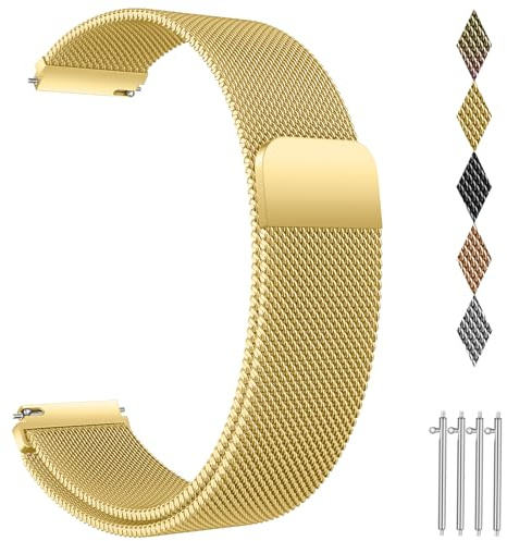 SYSMYXGS Edelstahl Mesh Uhrenarmband -18mm/20mm/22mm Milanaise Ersatz Metall Armband Edelstahlarmband mit Smartwatch Schnellverschluss Watch für Damen Herren Magnetverschluss (Gold,22MM)