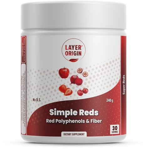 Simple Reds - Red Polyphenols Fruit Powder | Five Real Red Whole Fruits | 30 Servings
