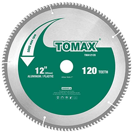 TOMAX 12-Inch 120 Tooth TCG Thin Aluminum and Non-Ferrous Metal Saw Blade with 1-Inch Arbor