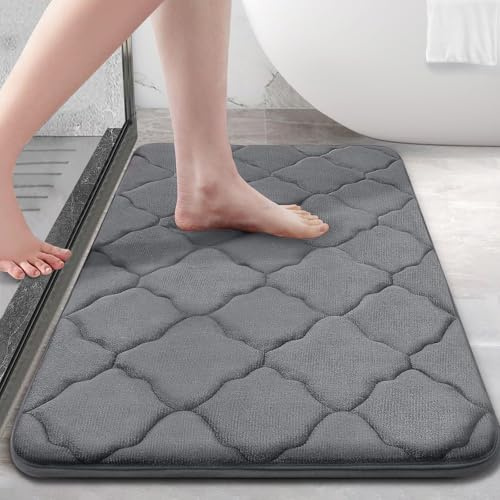 Homaxy Memory Foam Badezimmerteppich Badematte - 50 x 76 cm, Dunkelgrau | weich & komfortabel, rutschfeste rückseite, schnelles wasser-absorbent, waschbar & pflegeleicht, breite anwendungsbereiche