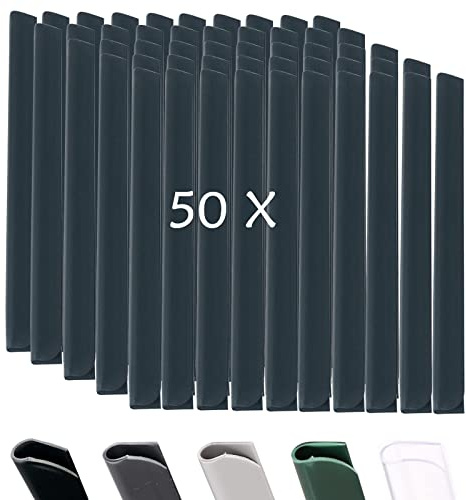 OIOYLEY 50 Stück Befestigungsclips Klemmschienen für PVC Sichtschutzfolie, Sichtschutzstreifen Befestigungsclips, Klemmstreifen zur Befestigung für Garten, Zaun (50 Stück, Schwarz)