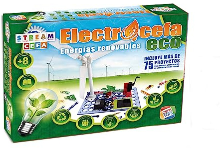 Cefa Toys Electrocéfa Eco énergies renouvelables.Jeu éducatif, 75 projets pour connaître Les principes énergie Solaire et éolienne. Matériaux recyclés. Convient aux Enfants à partir de 8 Ans.
