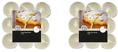 Teelichter Duft 2x18 Stück (36 Teelichter) - Brenndauer: 8 Std., Rußfrei - für Windlicht, Teelicht-Glas, Kerzenständer - Weihnachten, Geschenk, Deko, Hochzeit, Gastro (Elfenbein - Duft: Vanille)