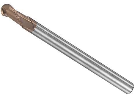 CoCud Ball Nose End Mill, 2mm Radius 4mm Shank 50mm Length, AlTiN Coated M30 Tungsten Carbide 2 Flutes Milling Cutter Bit - (Applications: for Stainless Steel Hardened Steel)