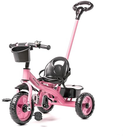Triciclo Rosa Evolutivo ATAA Baby NAKAMA per Bambine – Con Maniglia Regolabile, Cintura di Sicurezza e Campanello