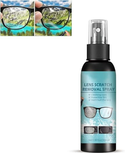 Spray para eliminar arañazos de lentes, líquido de reparación de vidrio para parabrisas, spray limpiador de gafas de alta concentración para limpiador de pantalla de gafas de sol, 100 ml (1 unidad)