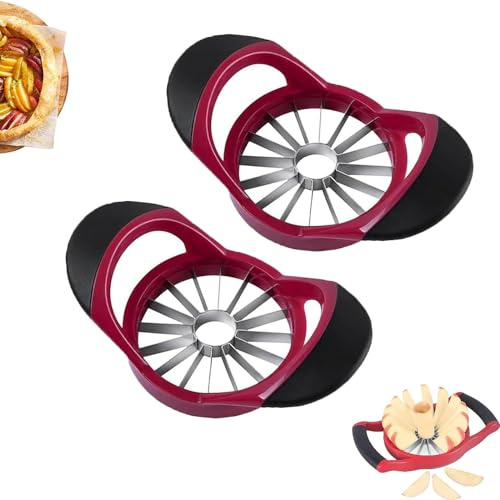 16 Slice Apple Slicer and Corer, Apple Slicer and Corer 16 Slice, Apple Slicer 16 Slices Stainless Steel, Multifunction 16 Slice Apple Slicer and Corer (Red*2)