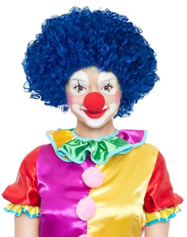 EUPSIIU Parrucca Riccia Blu per Adulti - Afro, Hippie Uomo, Anni 80 - per Carnevale, Feste a Tema, Giochi di Ruolo