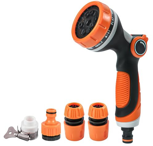 Pistola Giardino Acqua, Pistola Irrigazione Giardino, Pistola a Spruzzo con 10 Modalità Regolabili per Doccia Giardino, Lavaggio Auto, Pulizia Marciapiede e Pet Balneazione