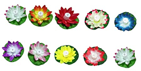 ULDIGI 10piezas Luz De Vela Electrónica De Loto Led Decorativa Flotante Velas De Tela Para Fiestas Decoraciones De Piscina Agua Para Eventos Acuáticos