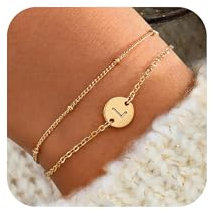 RMMD Armband Damen, 18K Gold Vergoldete Armband mit Buchstaben Personalisiertes Buchstaben L Gold Armkette Armbänder Damen Goldschmuck Geburtstag Geschenke für Frauen Mädchen