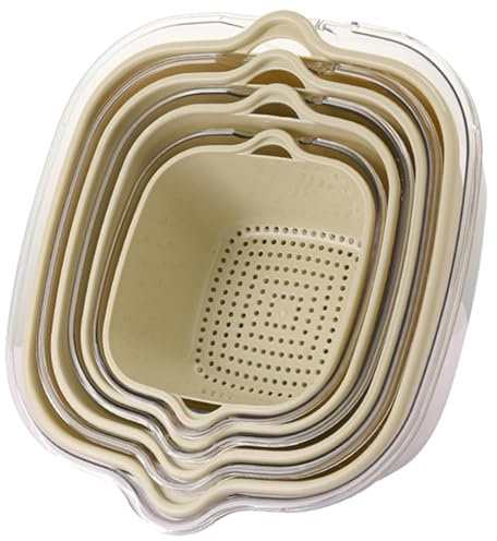 zwxqe Set di 8 cestini di scarico a doppio strato, ciotola per frutta, lavapasta multifunzione, scolapasta e scolapasta, design spesso a 2 livelli, centrifuga per insalata per scolare e lavare