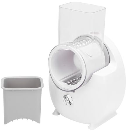 Rallador de Queso Eléctrico, Trituradora de Queso de Acero Inoxidable, Máquina Automática de Ensalada Trituradora de Verduras con 4 Cuchillas para Frutas Patatas (Enchufe de la UE)