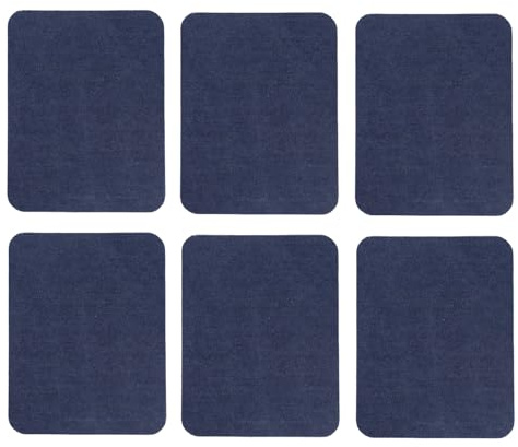 6Pcs Iron on Patches Fabric Repair Patches Iron-On Mending Fabric Navy Blue 4.9x3.7 for Clothes Repair, Pants, Bags Hole Repairing and Decoration