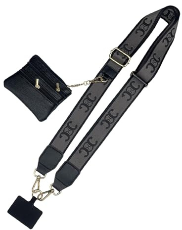 Clip-Gurt Für Telefon, Handy-Tragegurt - Clip-Handyband Mit Reißverschlusstasche,Stilvolles, Verstellbares Schlüsselband Mit Kette, Leder-Geldbörse, Handy-Tragetasche Mit Geldbörse Für Damen