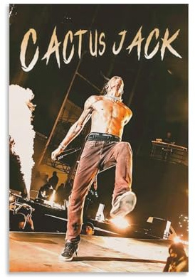Xuseoua Travis Poster Scott Rapper Vintage Cactus Jack Music Live Cover Music Posters for Room Aesthetic Canvas Wall Art Bedroom Decor12x18inch(30x45cm)