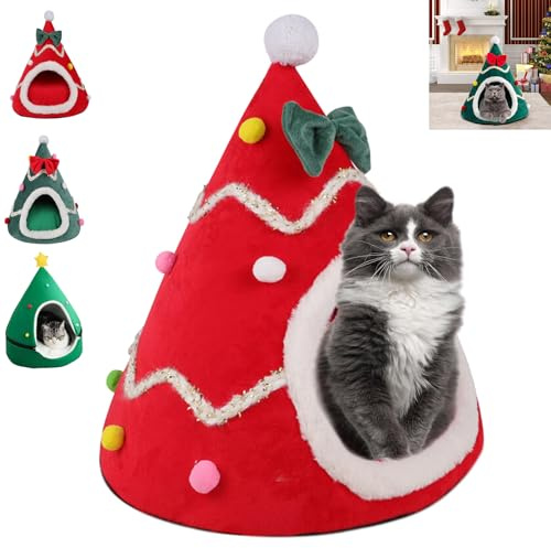 Ficugxd Weihnachts katzenbaum, Weihnachtsbaum kratzbaum Katze, katzenhaus Weihnachten, katzentunnel Weihnachtsbaum, katzenbett Weihnachten, Weihnachtsbaum Tunnel Katzen, Christmas Tree cat Tunnel