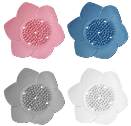 4 Stück Selbstentleerender Seifenablage Dusche Blumen-Seifenschale aus Silikon Seifenhaltern mit Blütenblatt Küche Seifenhalter Waschbecken für Badezimmer Küche Hält Seife Trocken