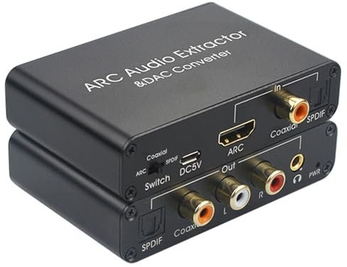 Digital to Analog Audio Converter ARC Audio Extractor Converter, HDMI SPDIF Optical 5.1 Splitter Adapter, 192KHz Compatibility for Home Theater