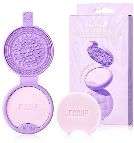 Jessup Tapis Nettoyant Pinceaux Maquillage en Silicone avec 2 Savons Solides, Outil de Nettoyage Portable pour Nettoyer les Éponges et Pinceaux de Maquillage, A013