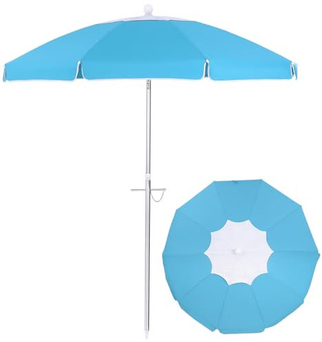 VANZACK Ombrelloni Da Spiaggia Da 6 5 ​​Piedi: Ombrellone Da Spiaggia Portatile Compatto E Pieghevole Parasole Ventilazione Protezione UV Per Patio Giardino Piscina